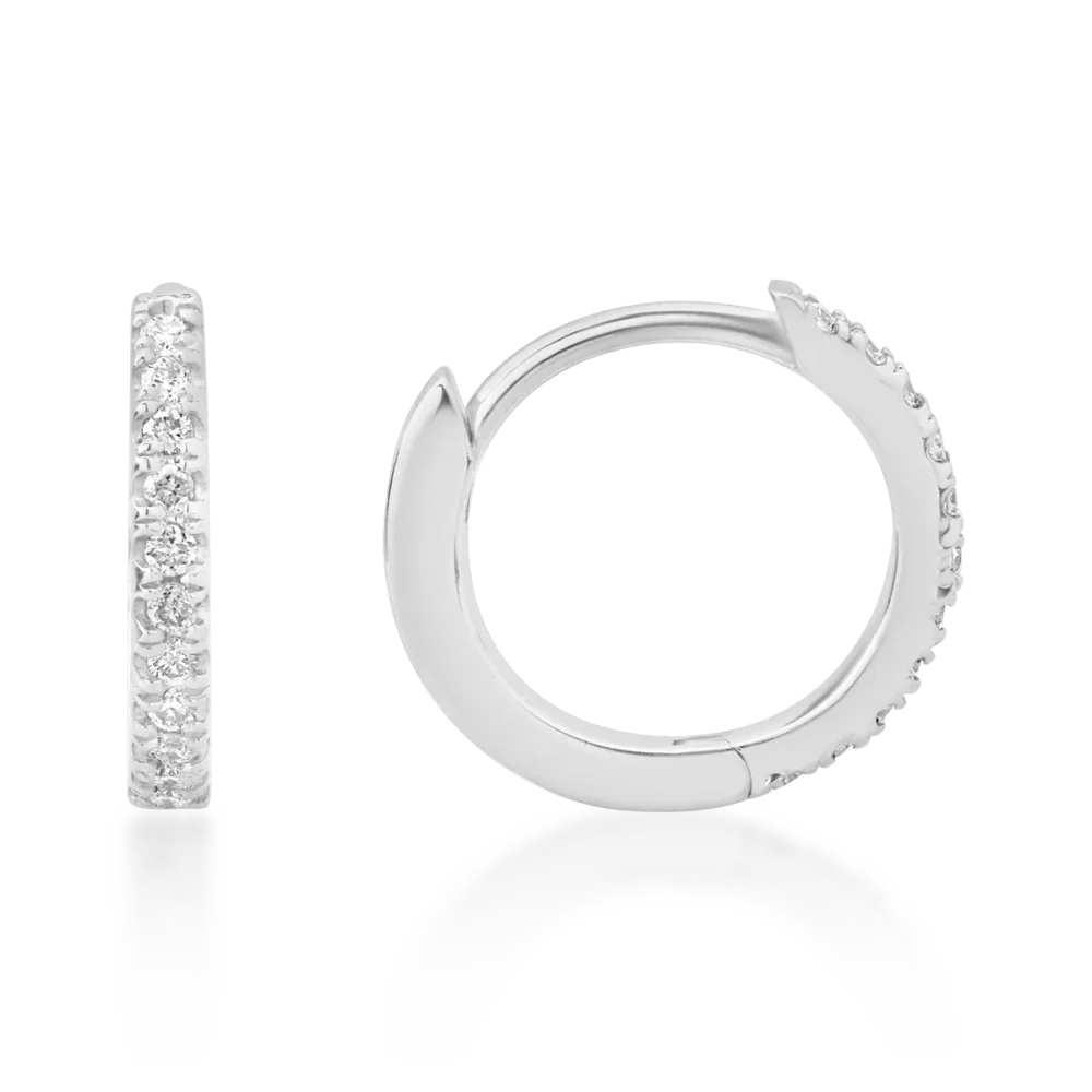 Cercei din aur alb cu diamante de 0.08ct