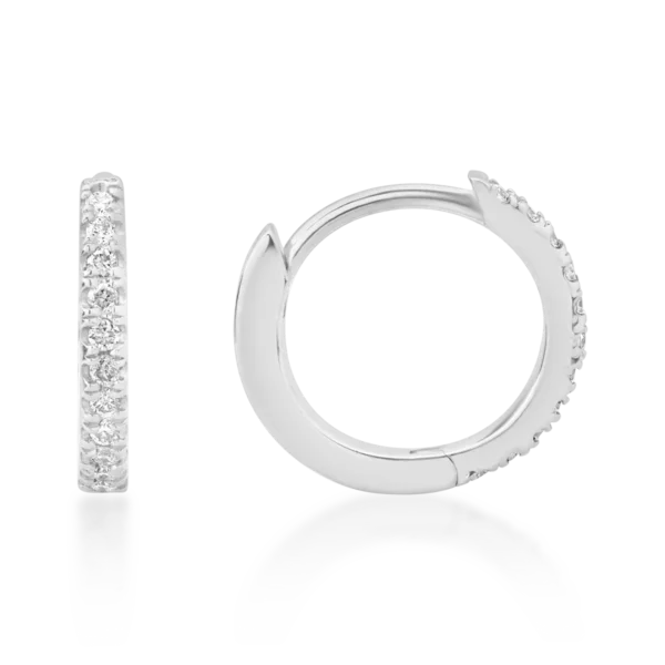 Cercei din aur alb cu diamante de 0.08ct