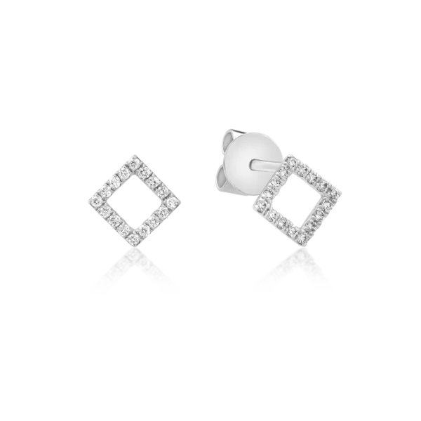 Cercei din aur alb cu diamante de 0.09ct