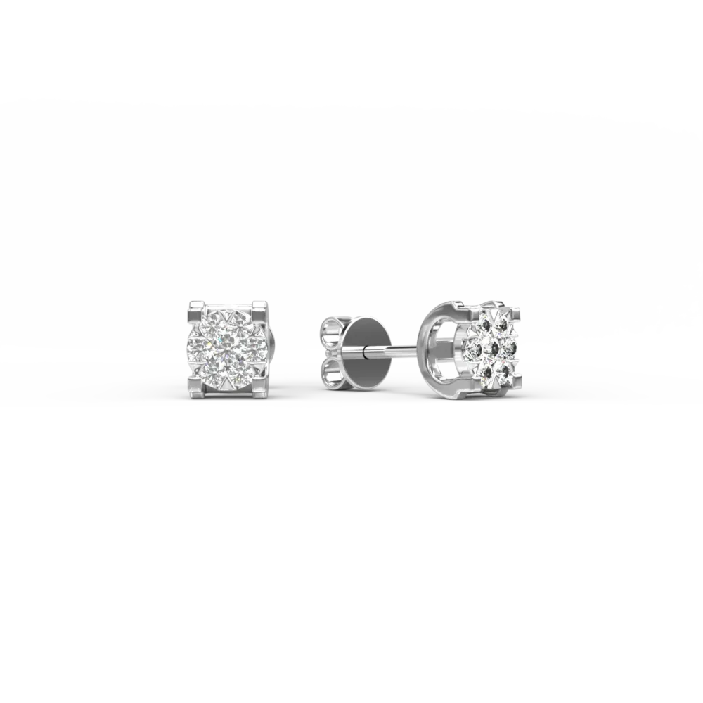 Cercei din aur alb cu diamante de 0.102ct