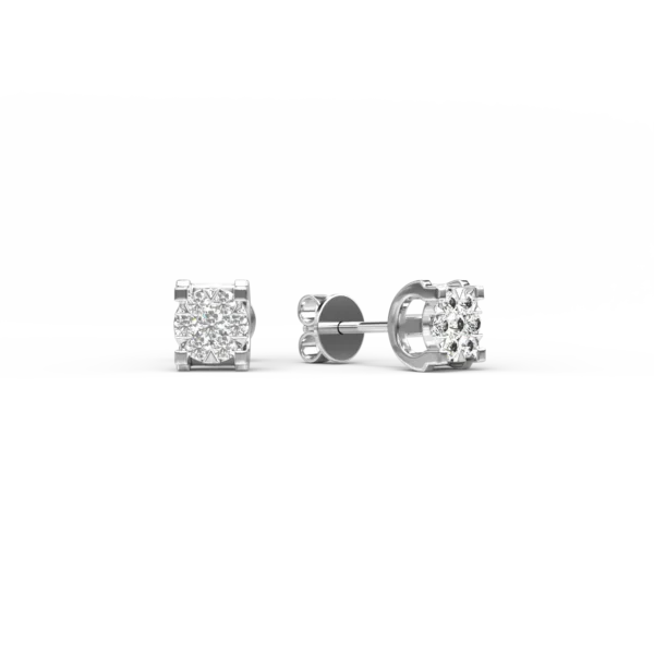 Cercei din aur alb cu diamante de 0.102ct