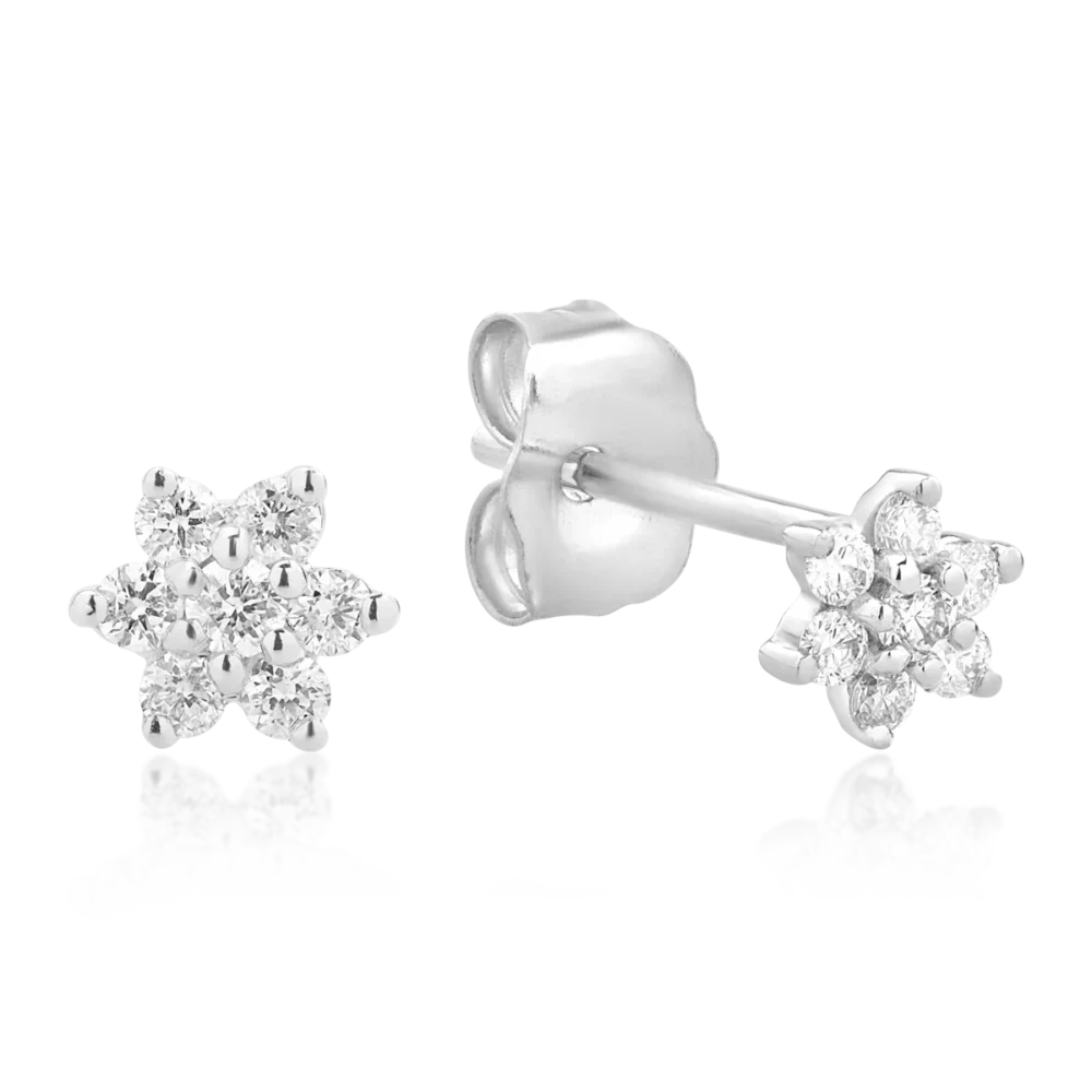 Cercei din aur alb cu diamante de 0.11ct