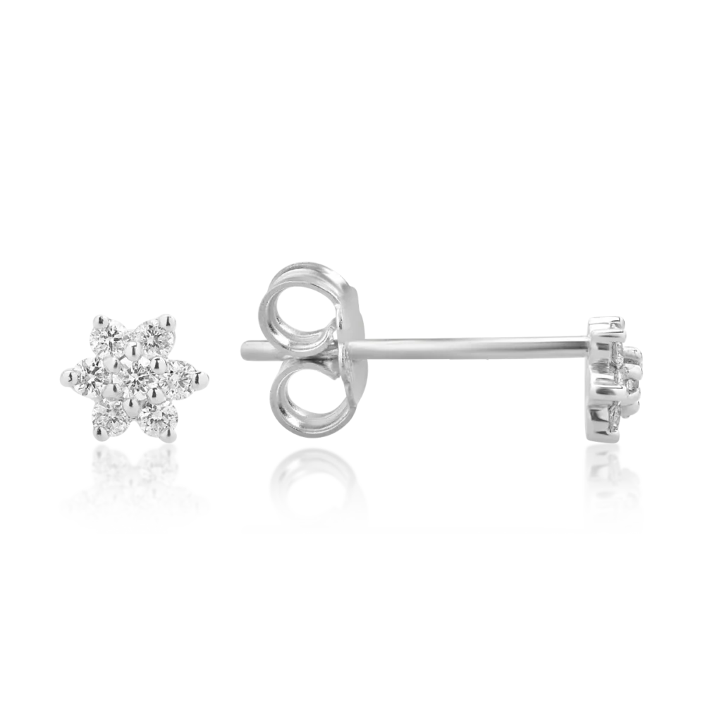 Cercei din aur alb cu diamante de 0.11ct - imagine 3