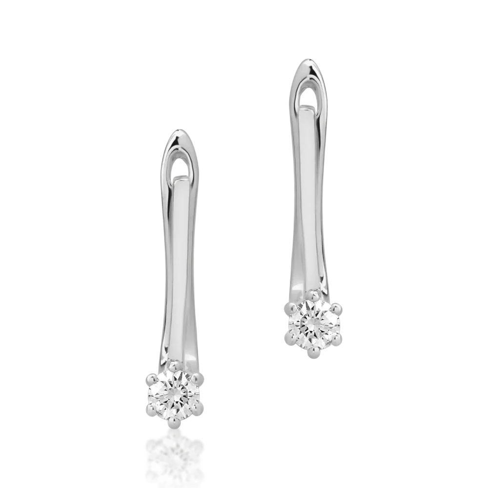 Cercei din aur alb cu diamante de 0.16ct - imagine 2