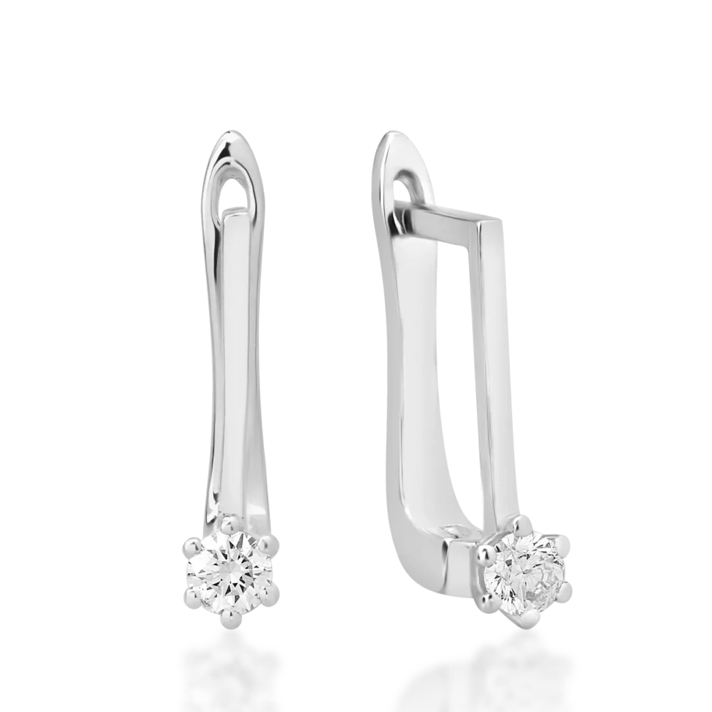 Cercei din aur alb cu diamante de 0.16ct