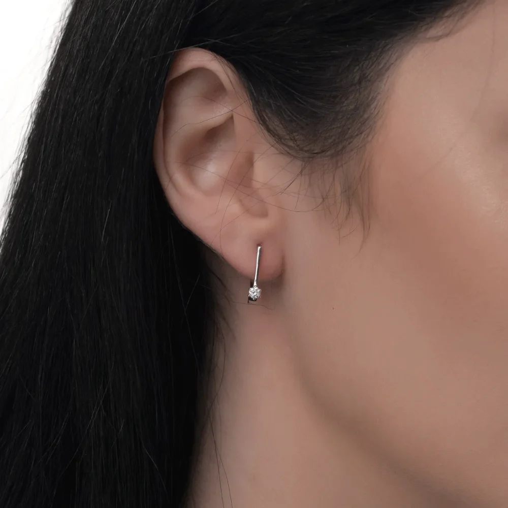 Cercei din aur alb cu diamante de 0.16ct - imagine 4