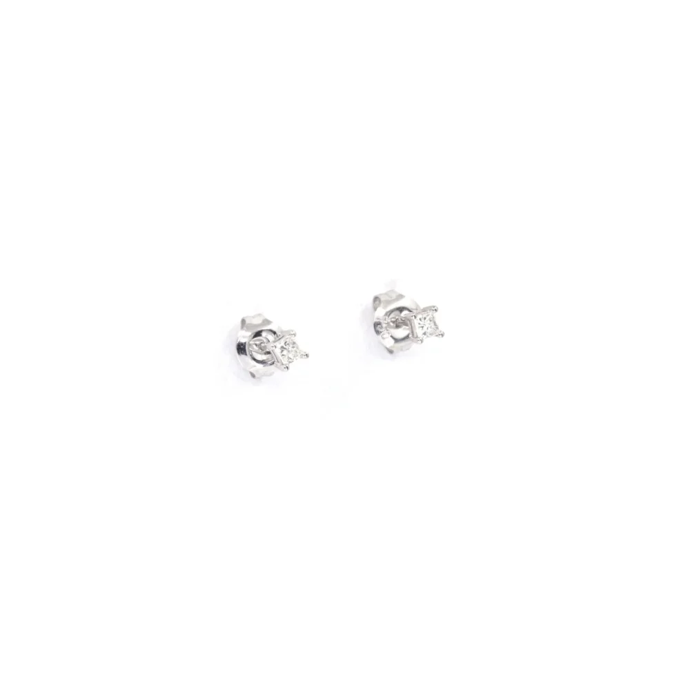 Cercei din aur alb cu diamante princess de 0.19ct - imagine 2