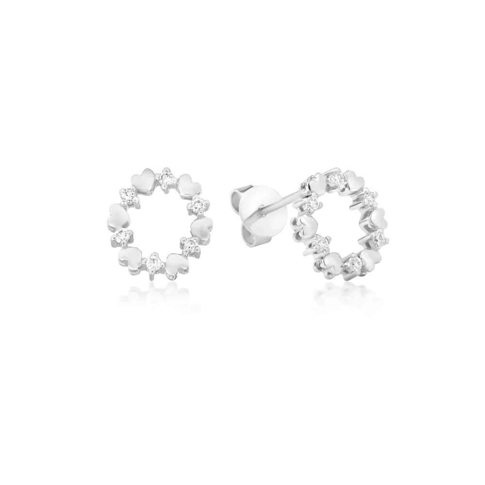 Cercei din aur alb cu diamante de 0.1ct