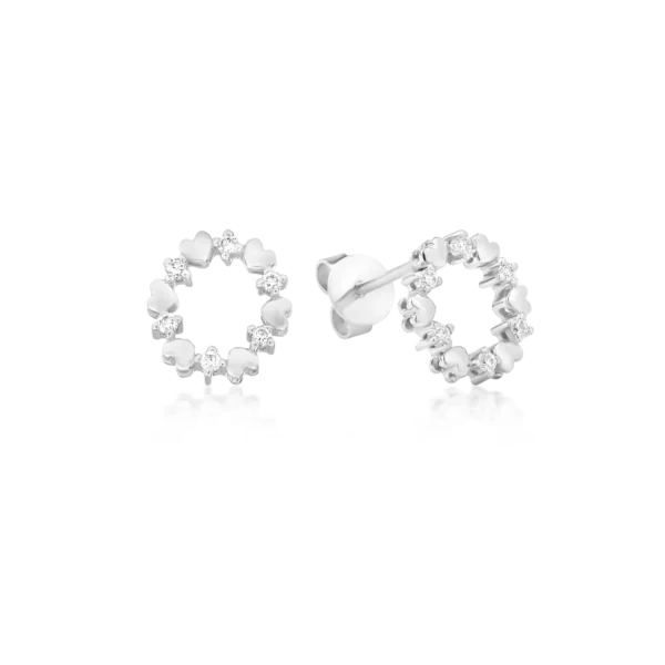 Cercei din aur alb cu diamante de 0.1ct