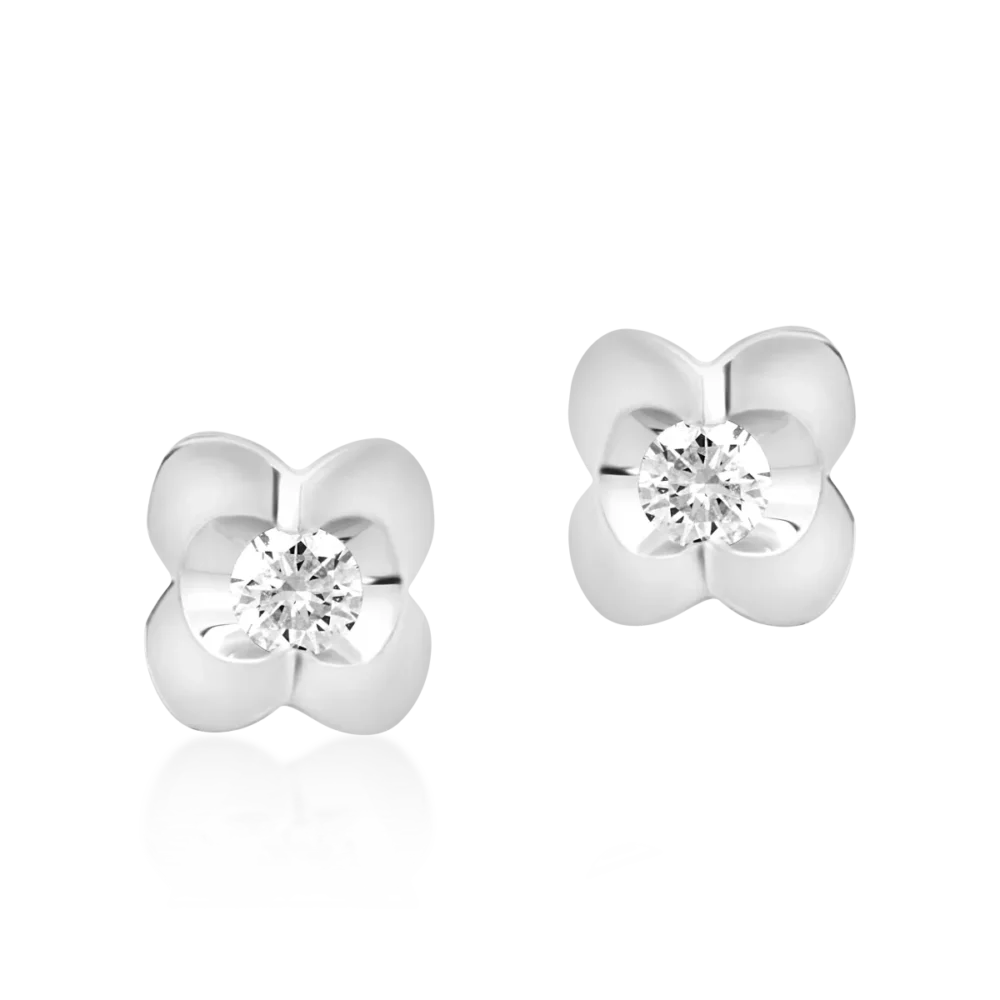 Cercei din aur alb cu diamante de 0.1ct - imagine 2