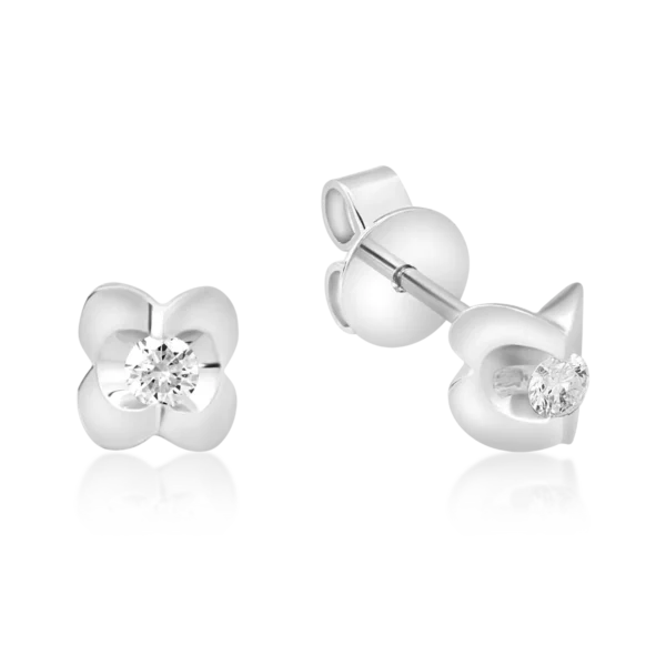 Cercei din aur alb cu diamante de 0.1ct