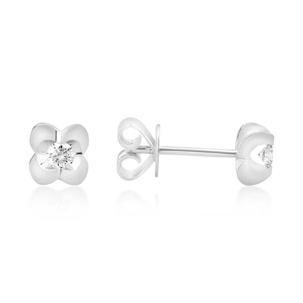 Cercei din aur alb cu diamante de 0.1ct - imagine 3