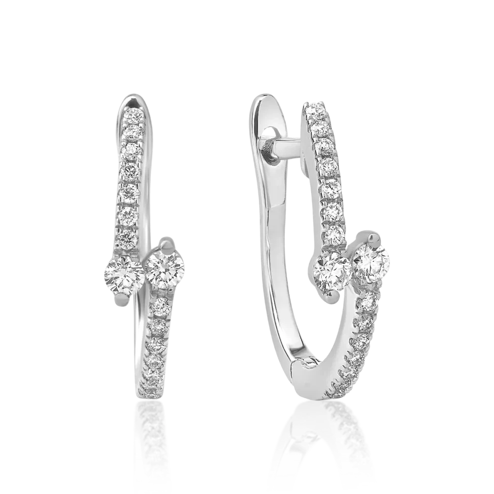 Cercei din aur alb cu diamante de 0.21ct