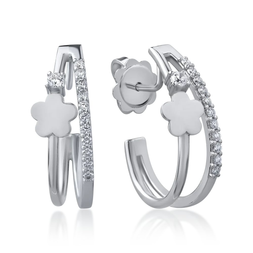 Cercei din aur alb cu diamante de 0.28ct