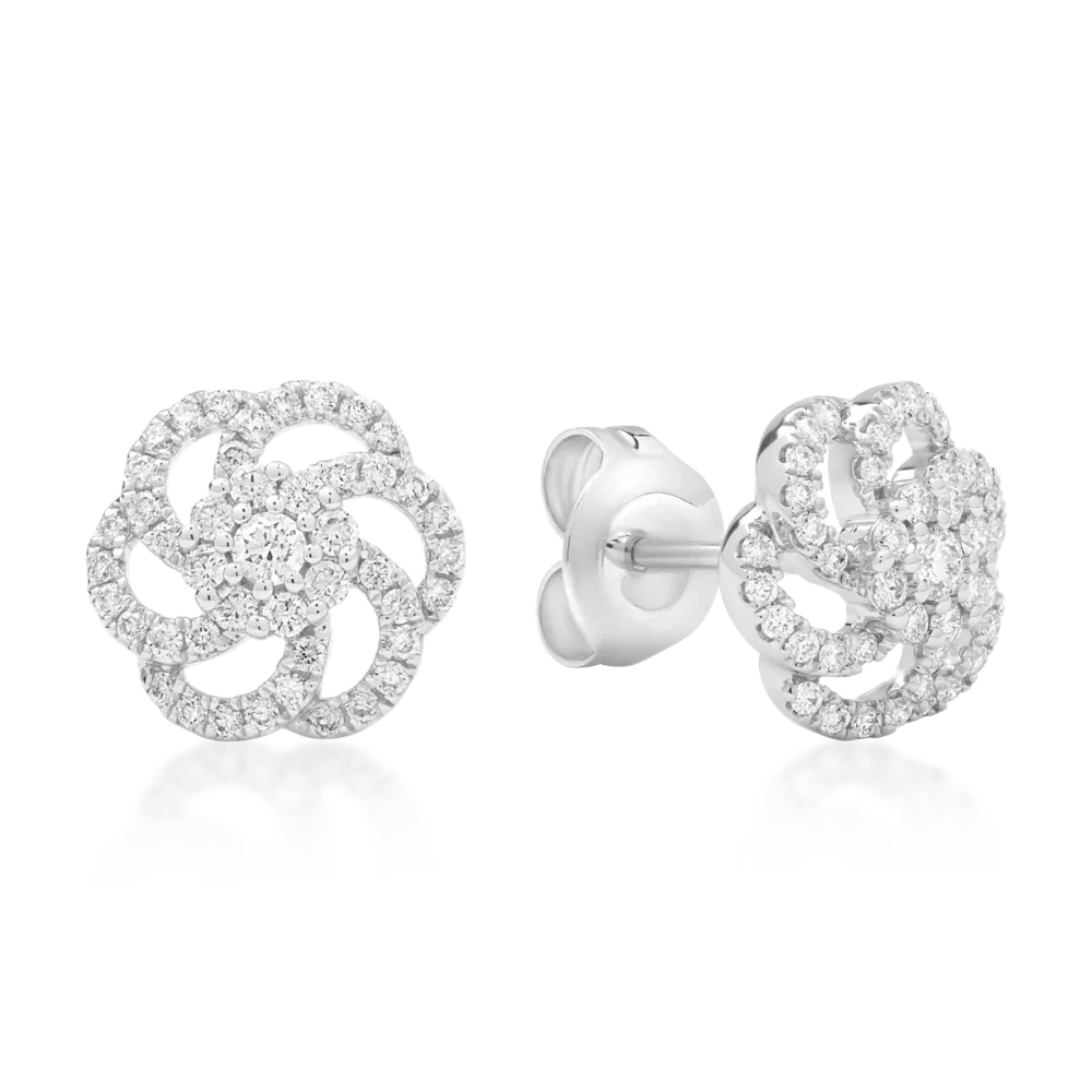 Cercei din aur alb cu diamante de 0.37ct