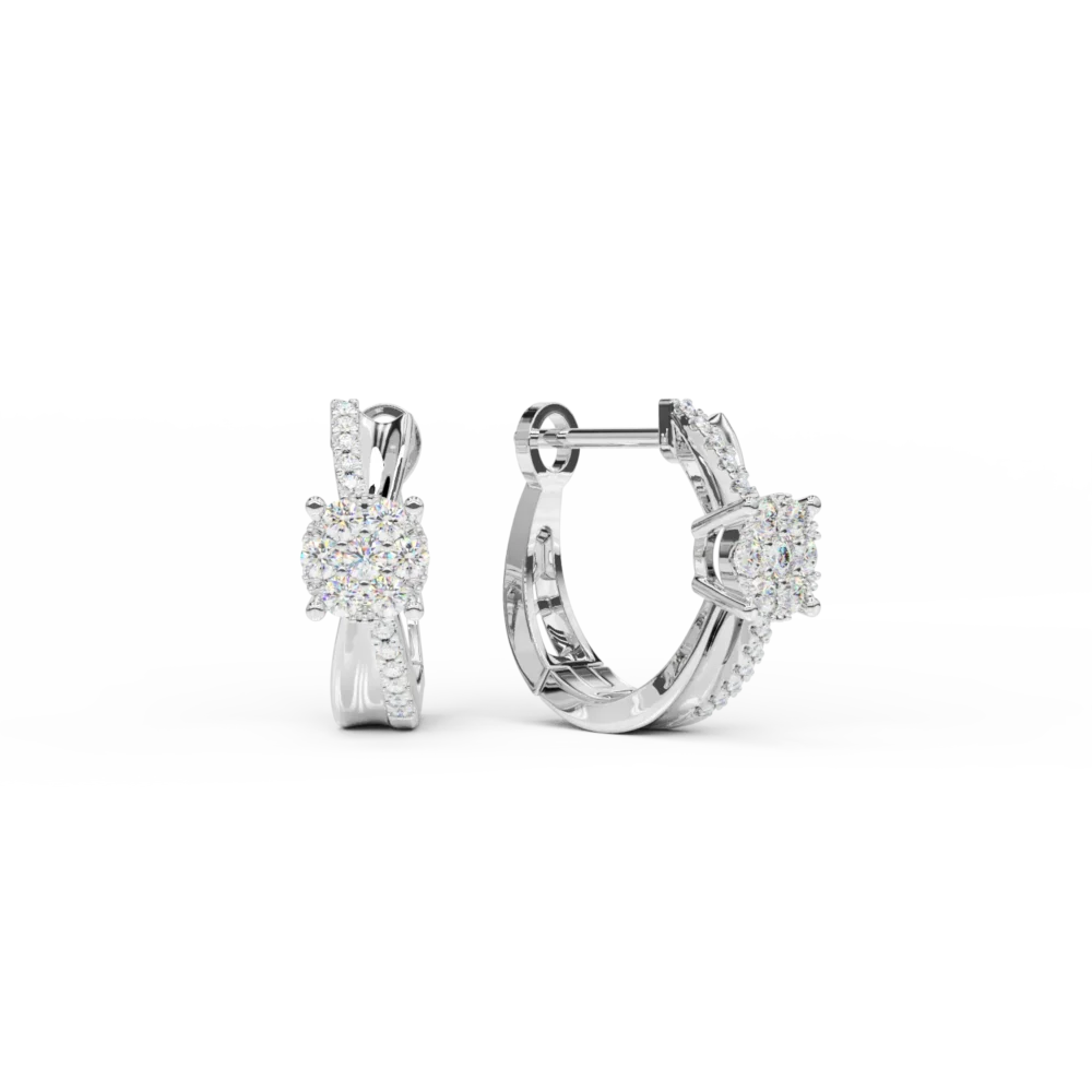 Cercei din aur alb cu diamante de 0.3ct