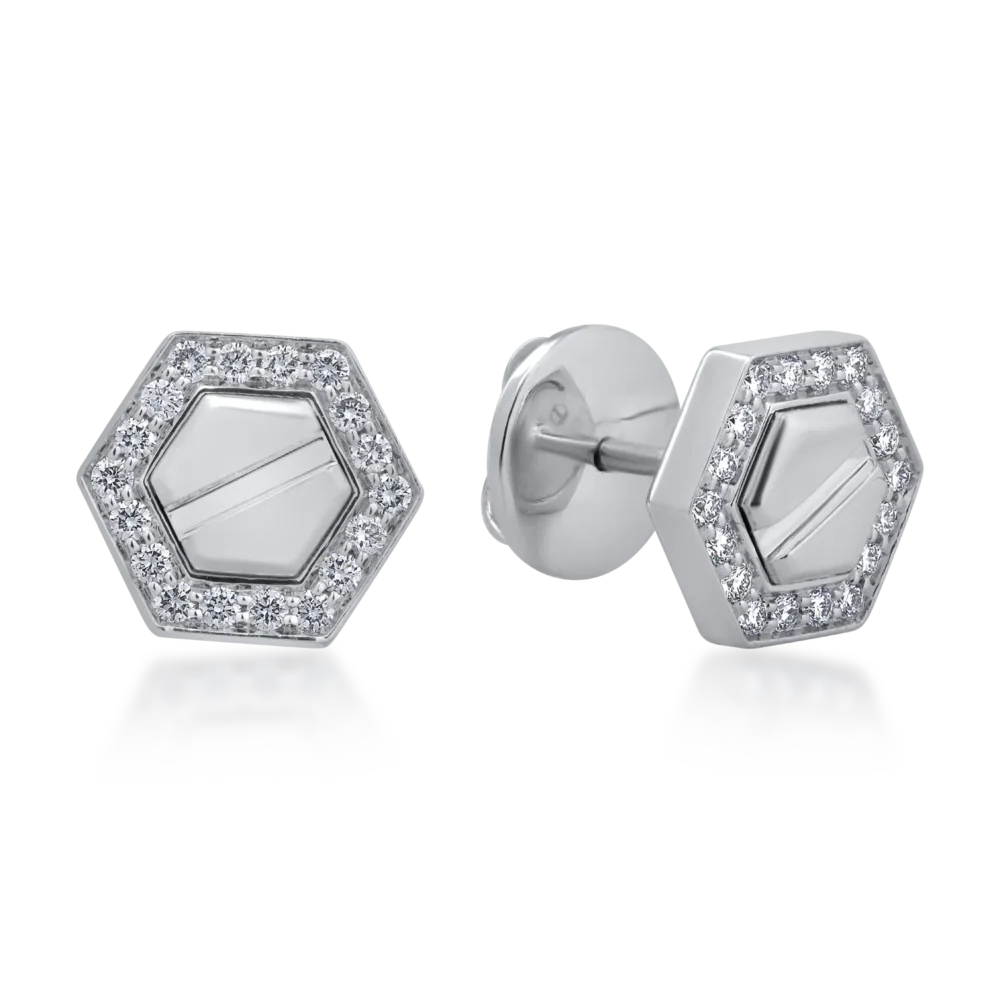 Cercei din aur alb cu diamante de 0.3ct