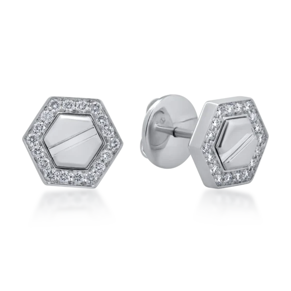 Cercei din aur alb cu diamante de 0.3ct