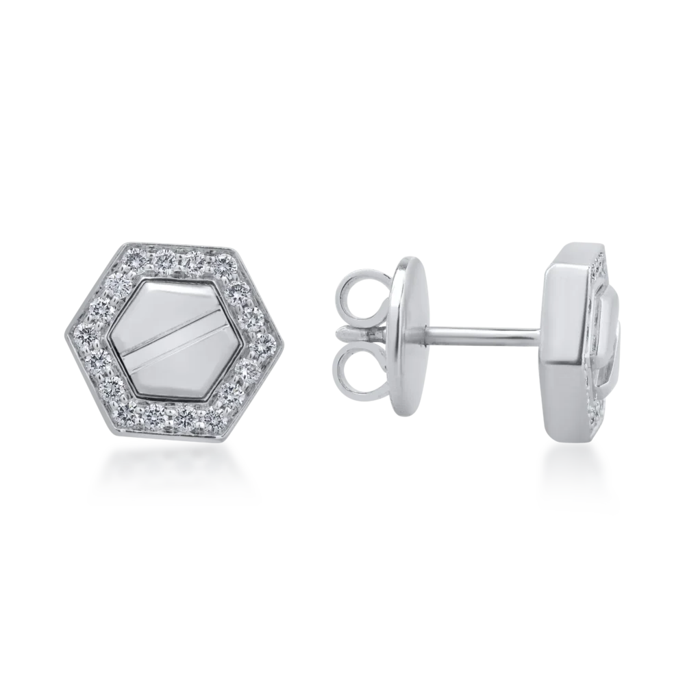 Cercei din aur alb cu diamante de 0.3ct - imagine 3