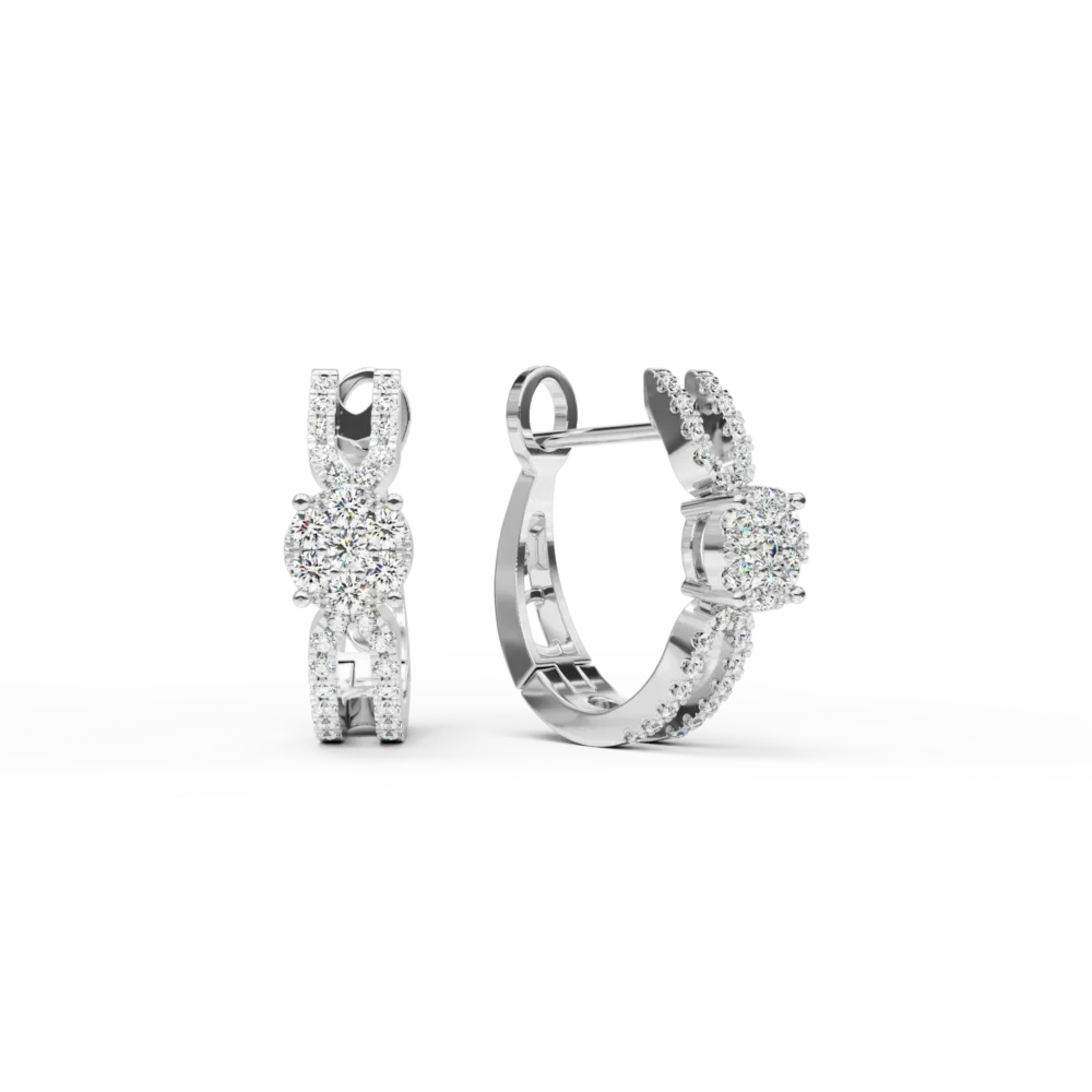 Cercei din aur alb cu diamante de 0.40ct