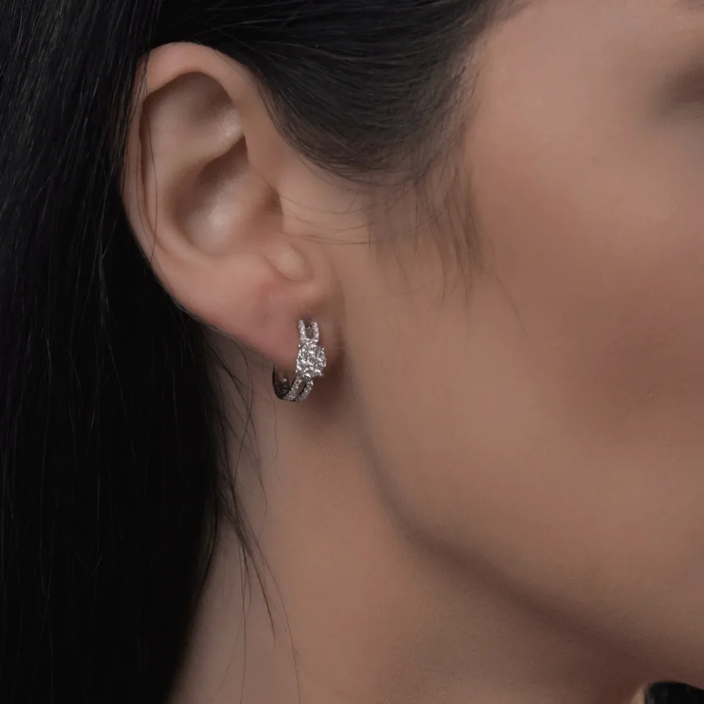 Cercei din aur alb cu diamante de 0.40ct - imagine 4