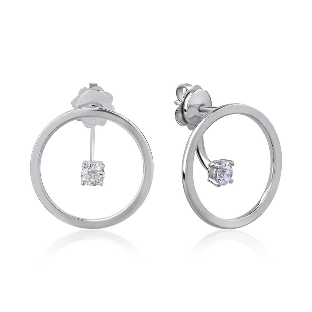 Cercei din aur alb cu diamante de 0.4ct