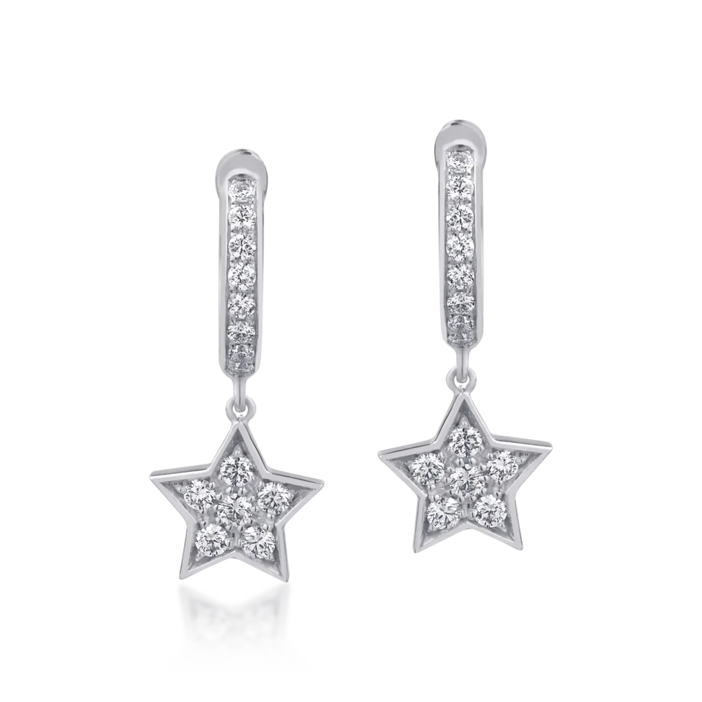 Cercei din aur alb cu diamante de 0.4ct - imagine 2