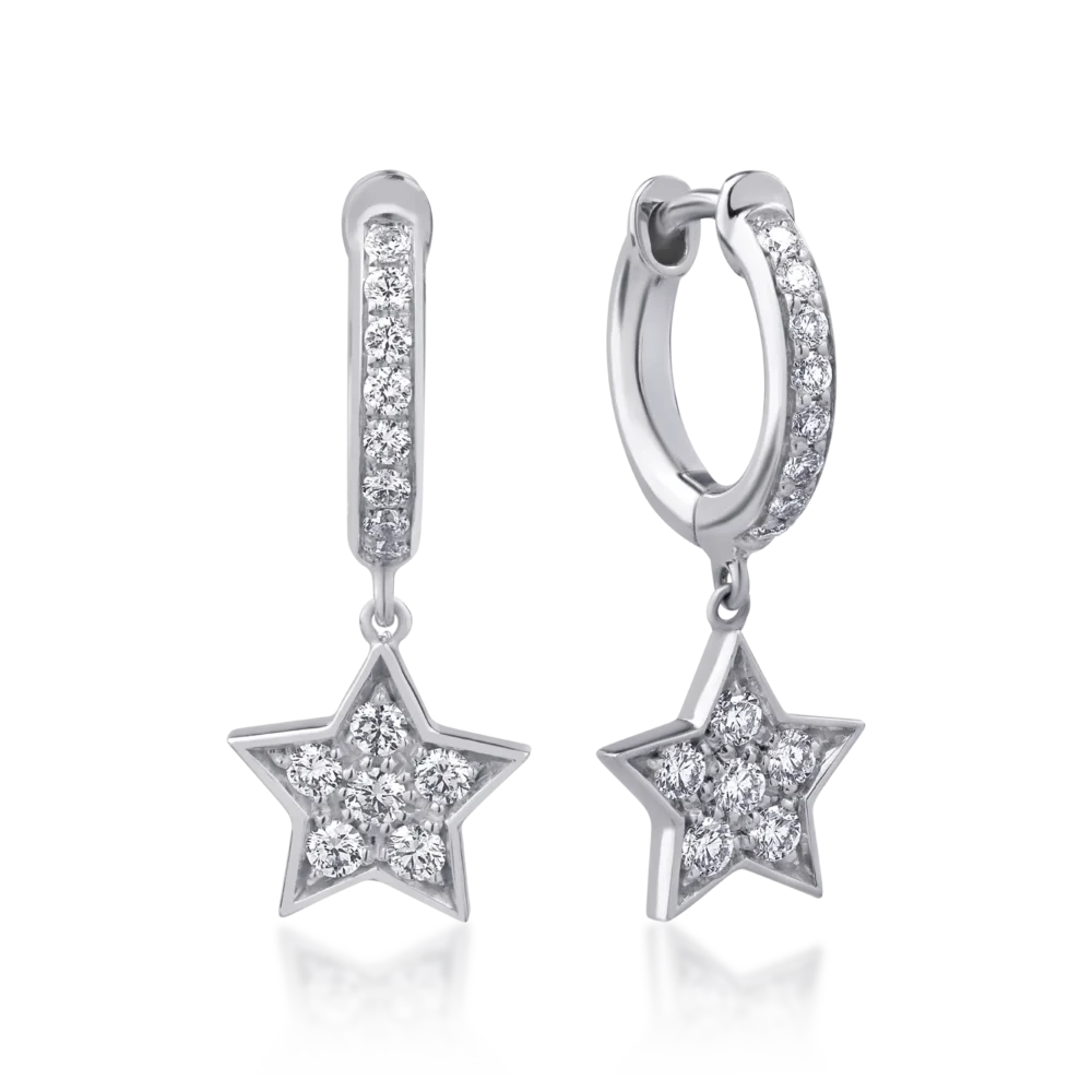 Cercei din aur alb cu diamante de 0.4ct