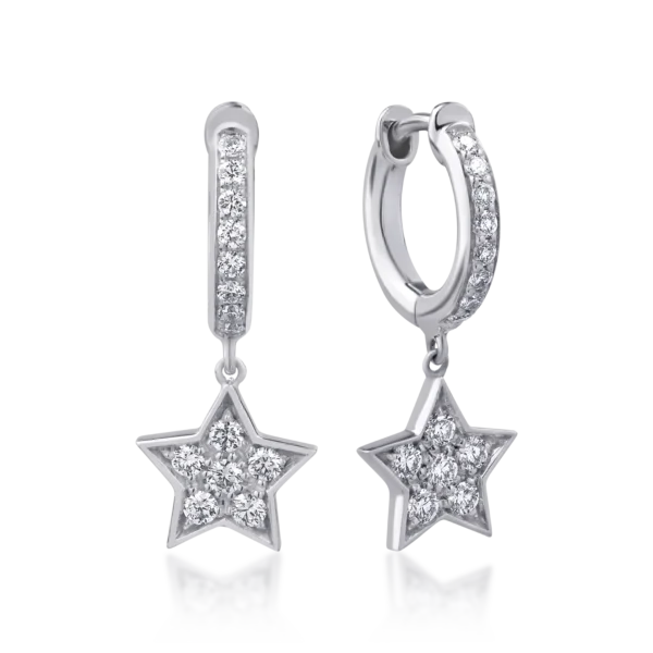 Cercei din aur alb cu diamante de 0.4ct