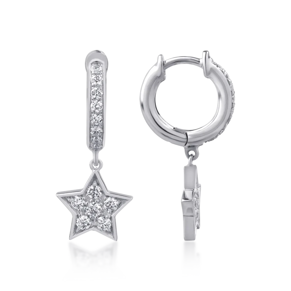 Cercei din aur alb cu diamante de 0.4ct - imagine 3