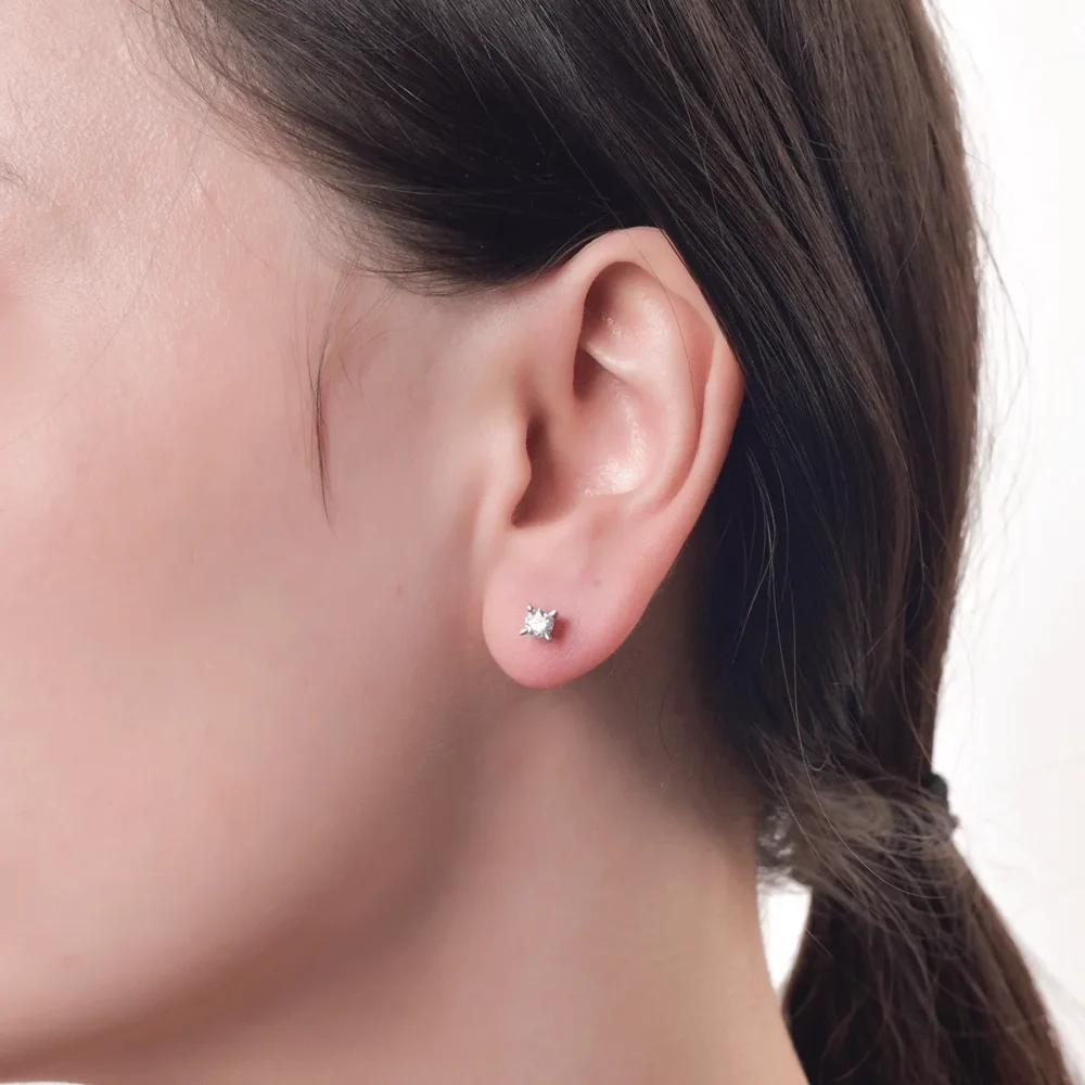 Cercei din aur alb cu diamante de 0.5ct - imagine 4