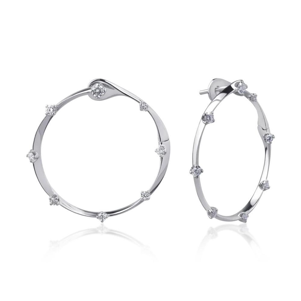 Cercei din aur alb cu diamante de 0.6ct