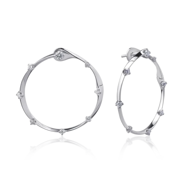 Cercei din aur alb cu diamante de 0.6ct