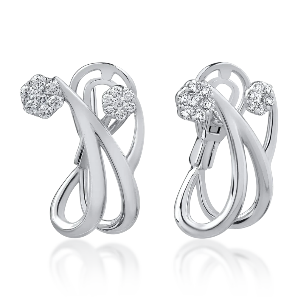 Cercei din aur alb cu diamante de 0.6ct