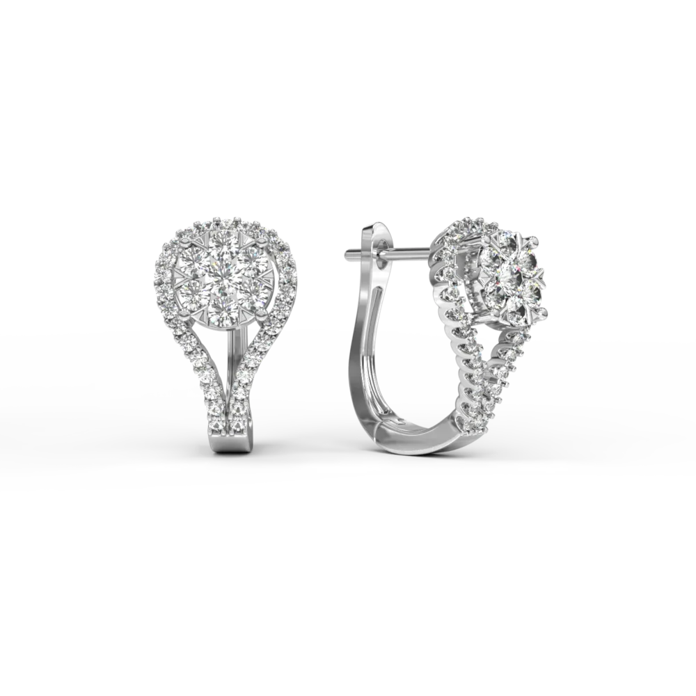 Cercei din aur alb cu diamante de 0.75ct