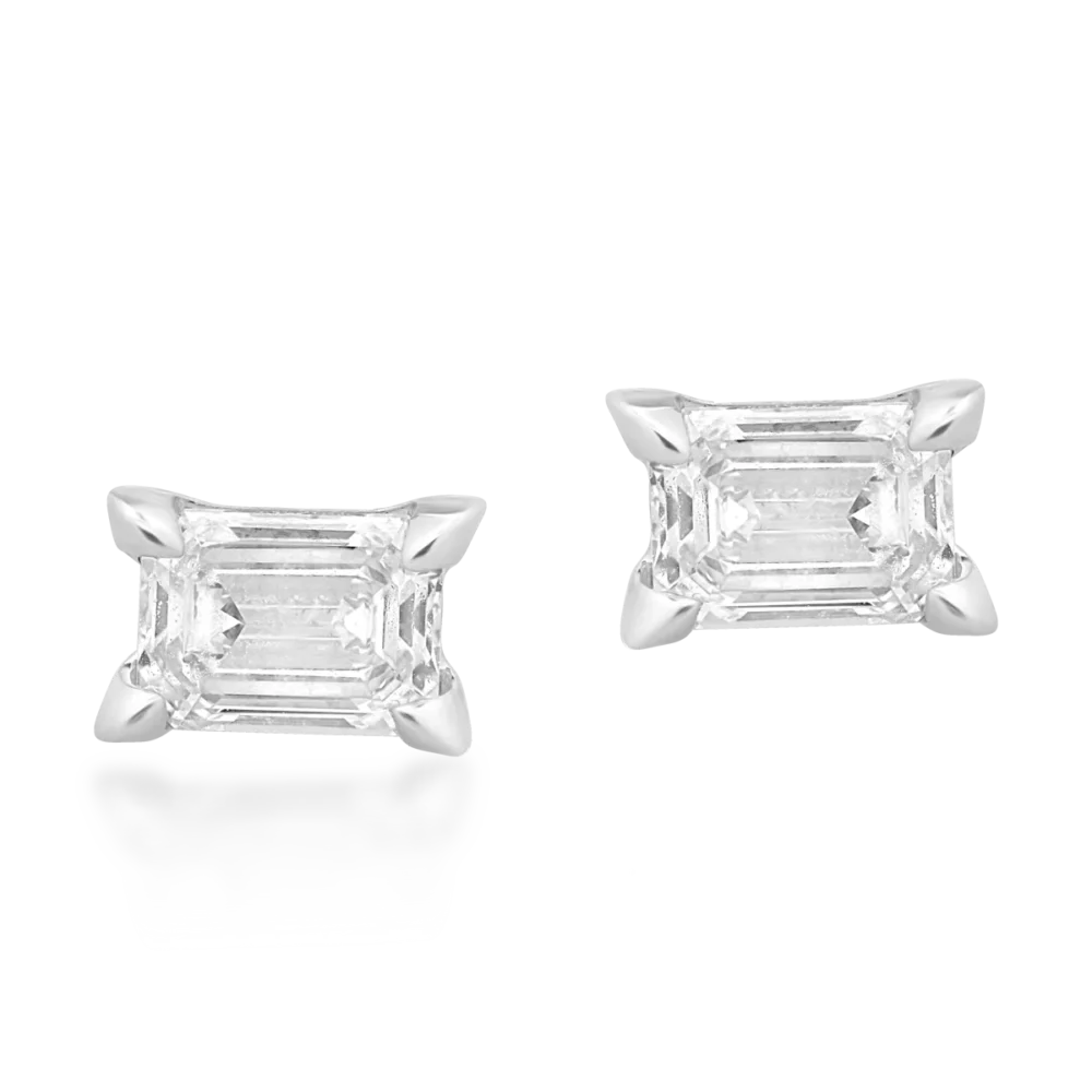 Cercei din aur alb cu diamante emerald de 0.77ct - imagine 2