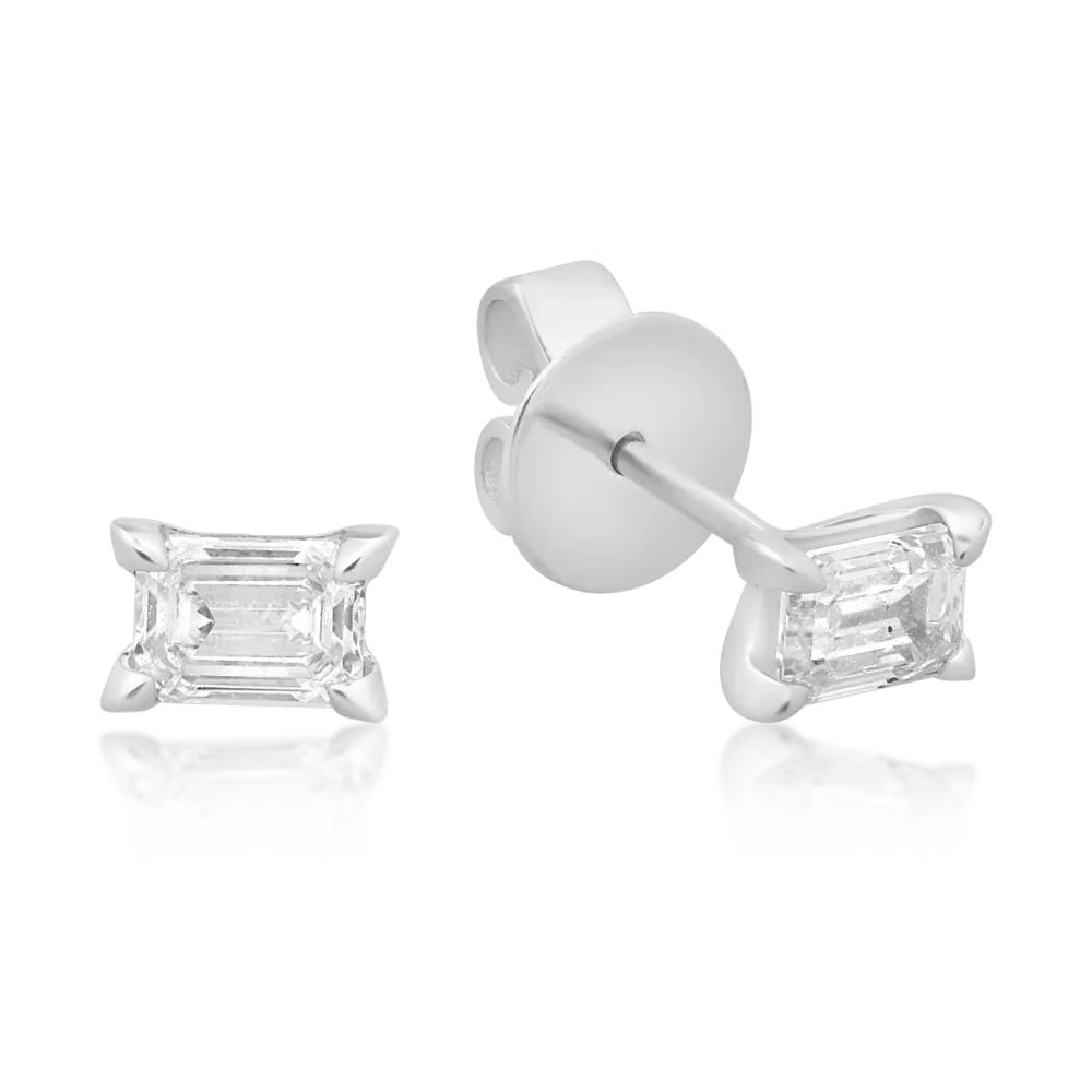 Cercei din aur alb cu diamante emerald de 0.77ct