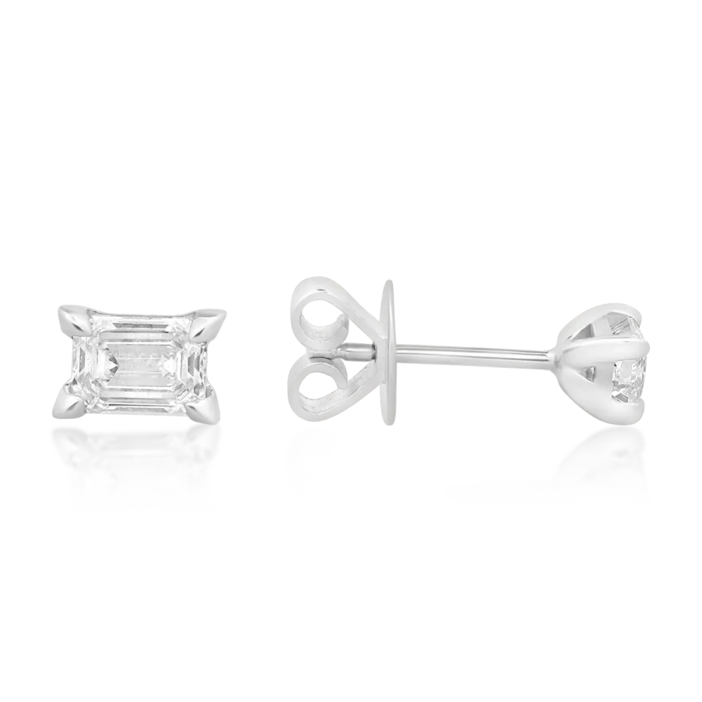 Cercei din aur alb cu diamante emerald de 0.77ct - imagine 3