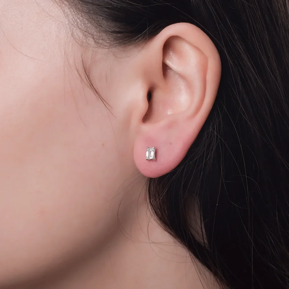 Cercei din aur alb cu diamante emerald de 0.77ct - imagine 4