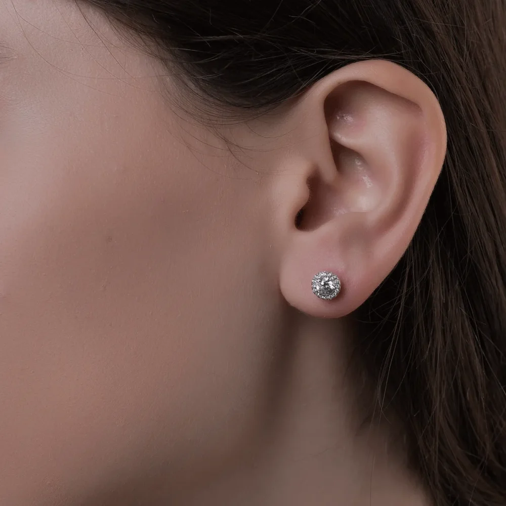 Cercei din aur alb cu diamante de 0.7ct - imagine 4