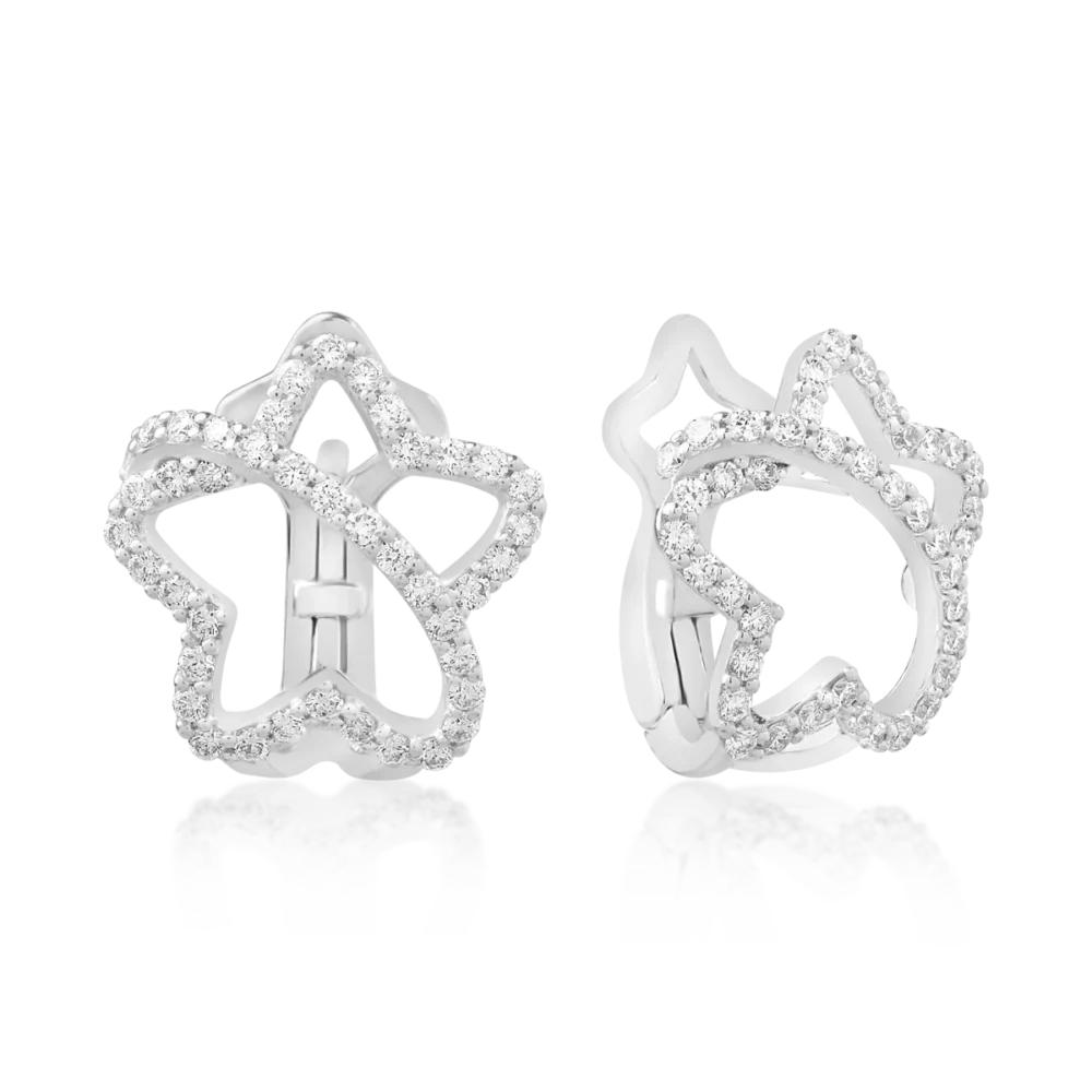 Cercei din aur alb cu diamante de 0.7ct