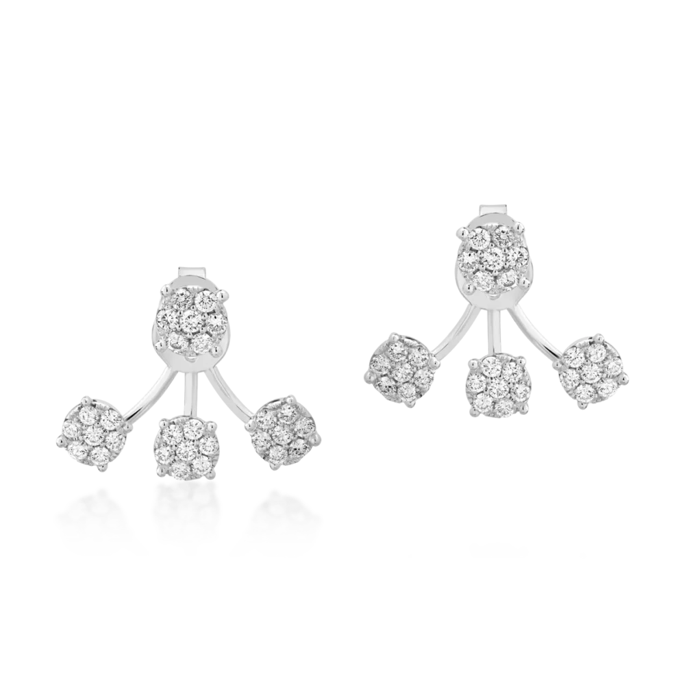 Cercei din aur alb cu diamante de 0.87ct - imagine 2