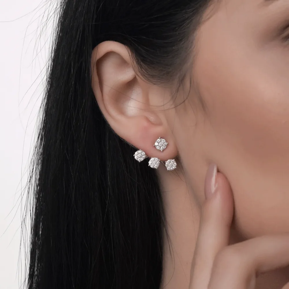 Cercei din aur alb cu diamante de 0.87ct - imagine 6