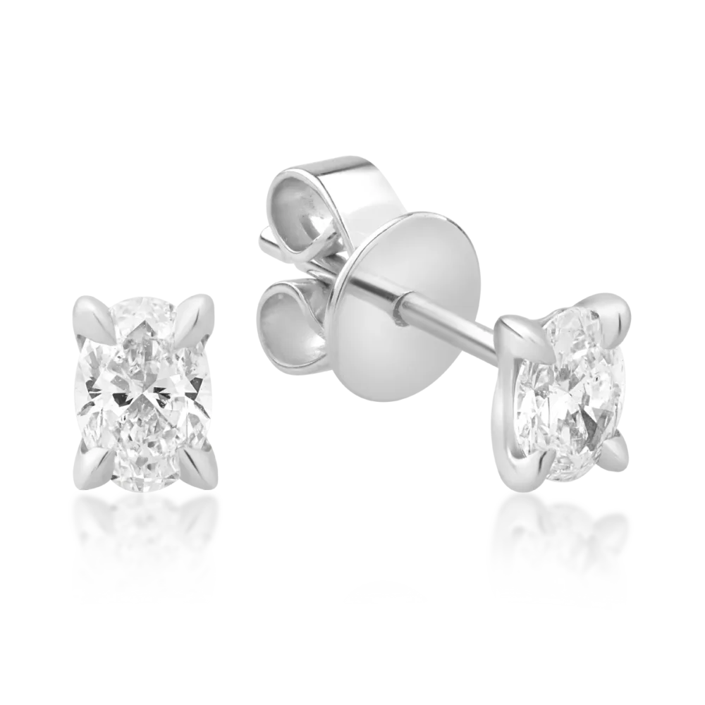 Cercei din aur alb cu diamante ovale de 0.8ct