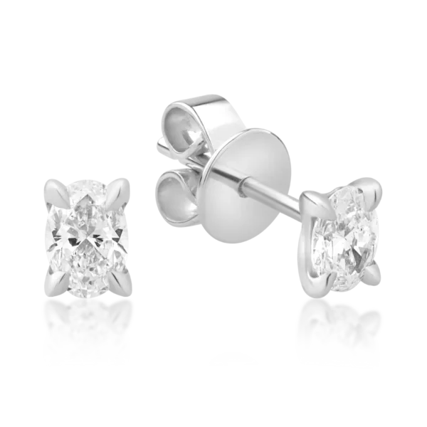 Cercei din aur alb cu diamante ovale de 0.8ct