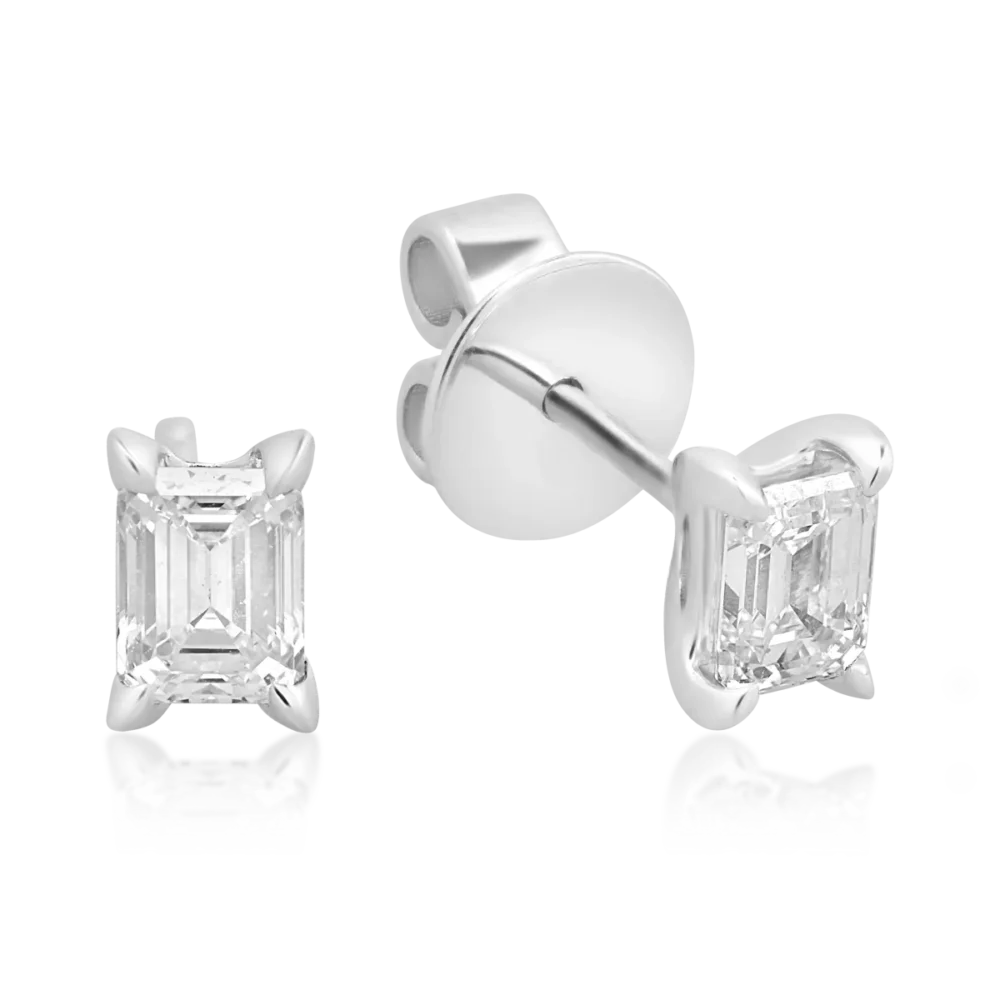 Cercei din aur alb cu diamante emerald de 0.8ct