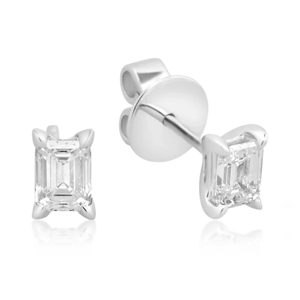 Cercei din aur alb cu diamante emerald de 0.8ct