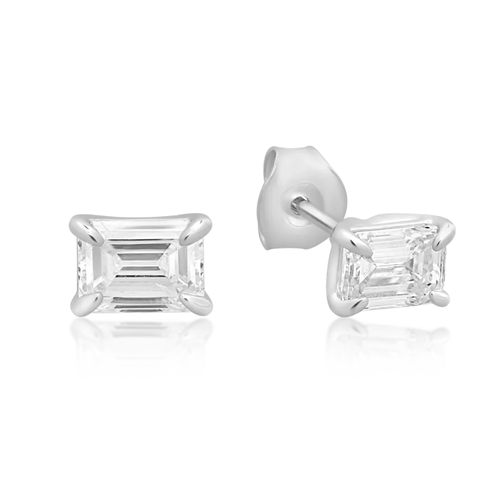 Cercei din aur alb cu diamante emerald de 0.8ct