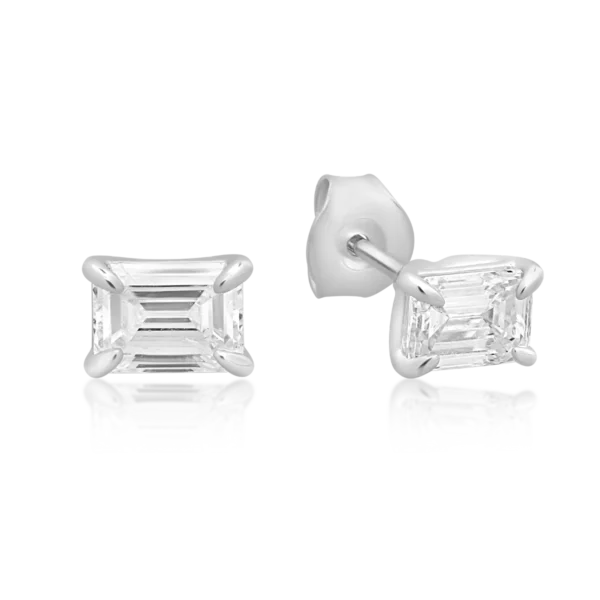 Cercei din aur alb cu diamante emerald de 0.8ct