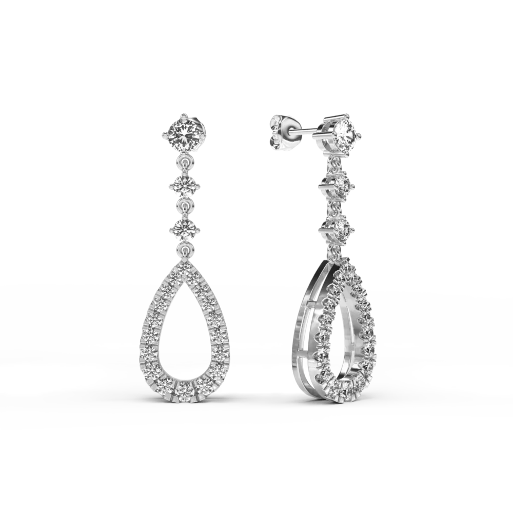 Cercei din aur alb cu diamante de 0.928ct